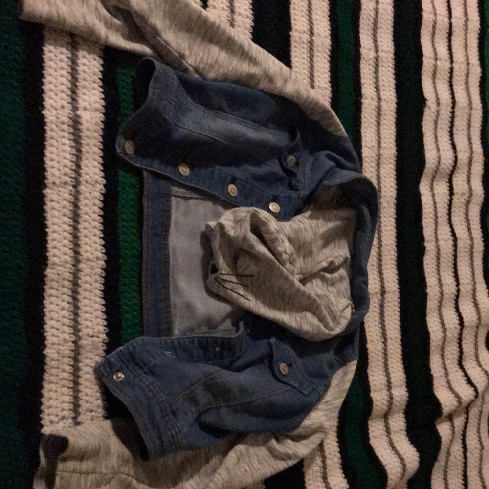 denim jacket with cat hood and buttons